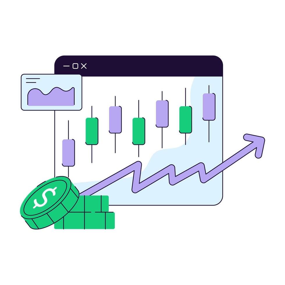 A unique flat illustration of online data analytics vector