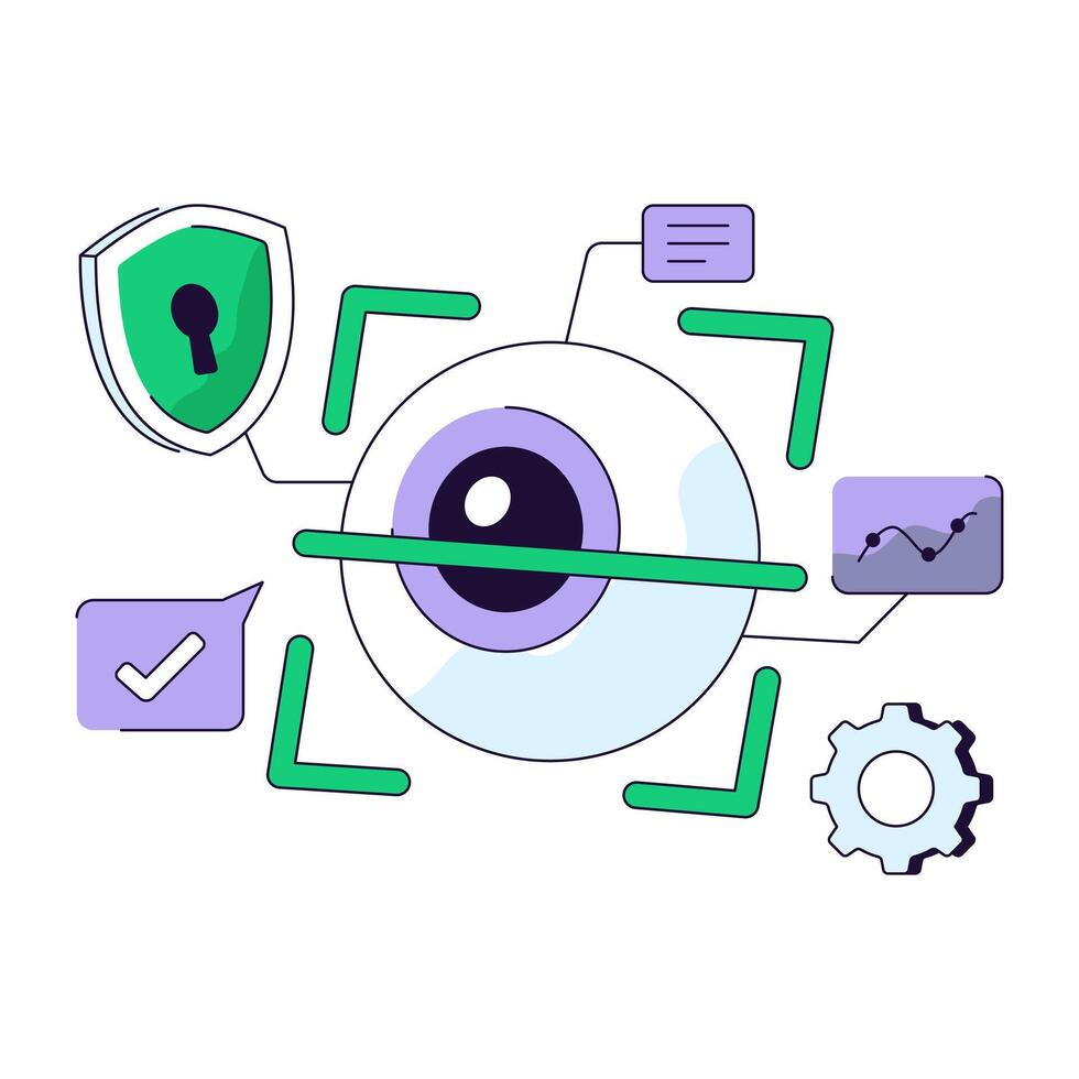 Eye symbol with security icons vector