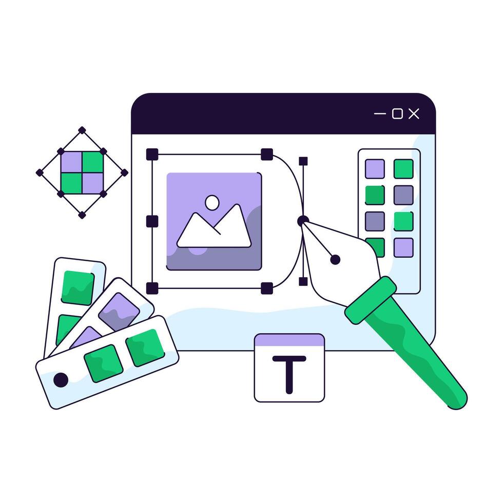 Graphic design tools and editing features vector