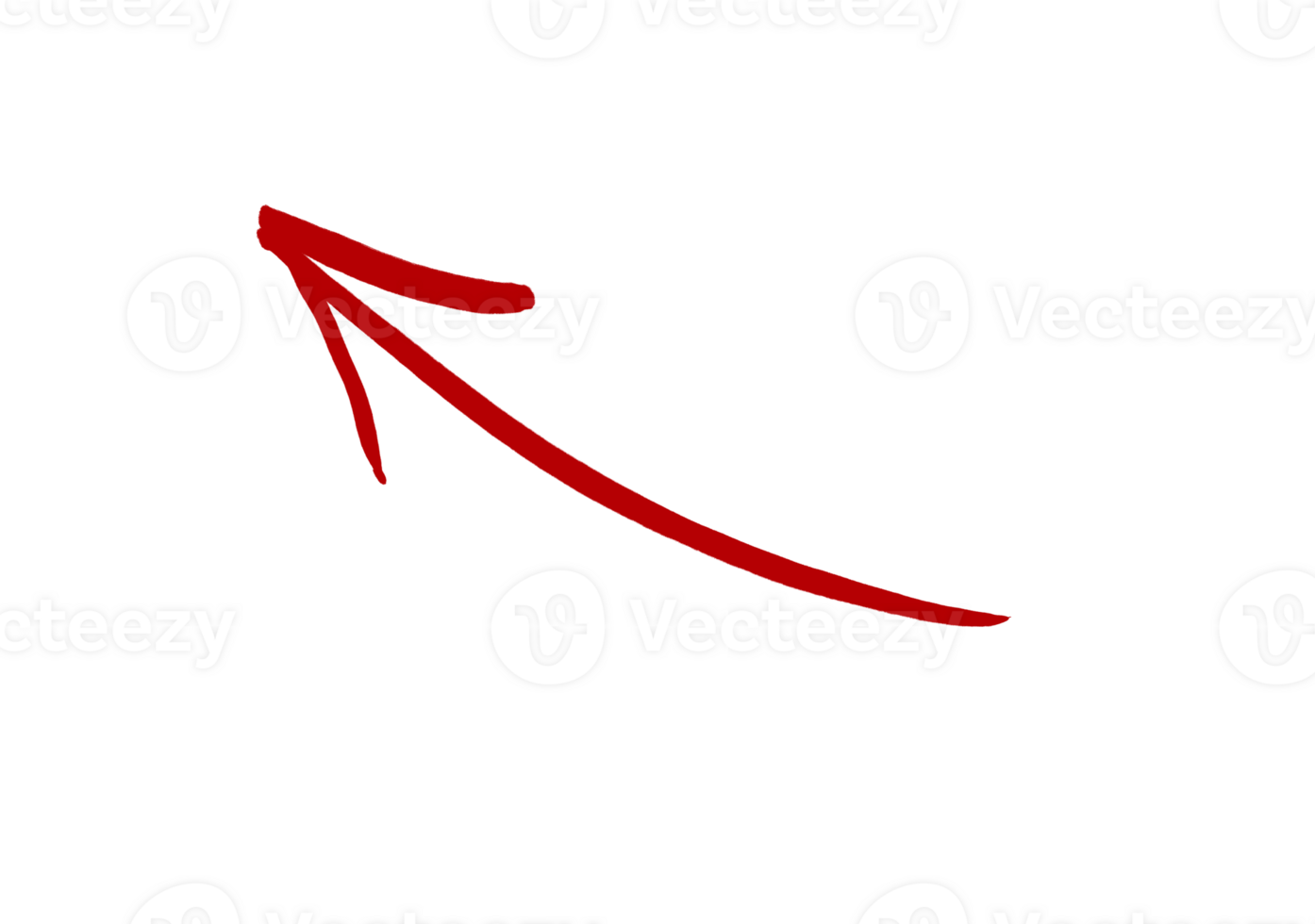 Red curved arrow hand-drawn on transparent background. Marker sketch arrow pointing up left, drawn by hand in doodle style for infographic, notes, or graphic design projects. png