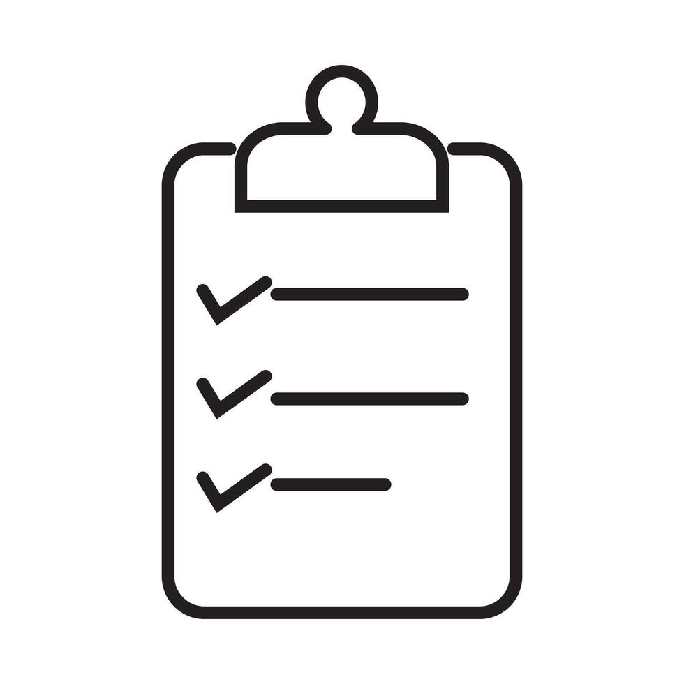 Clipboard with Checklist Line Art Icon, Symbol for Task Management and To-Do List. vector