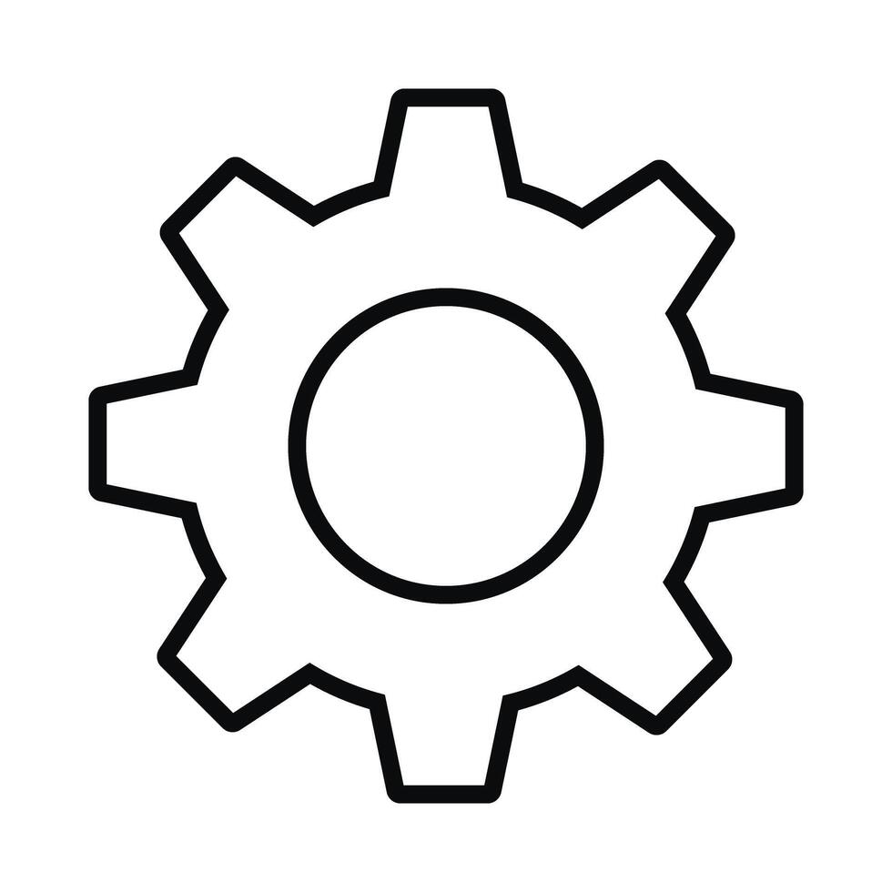 Simple Gear Line Art Icon, Symbol for Settings, Options, and Configuration. vector
