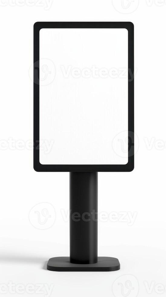 Display stand mockup with an integrated LCD screen. photo