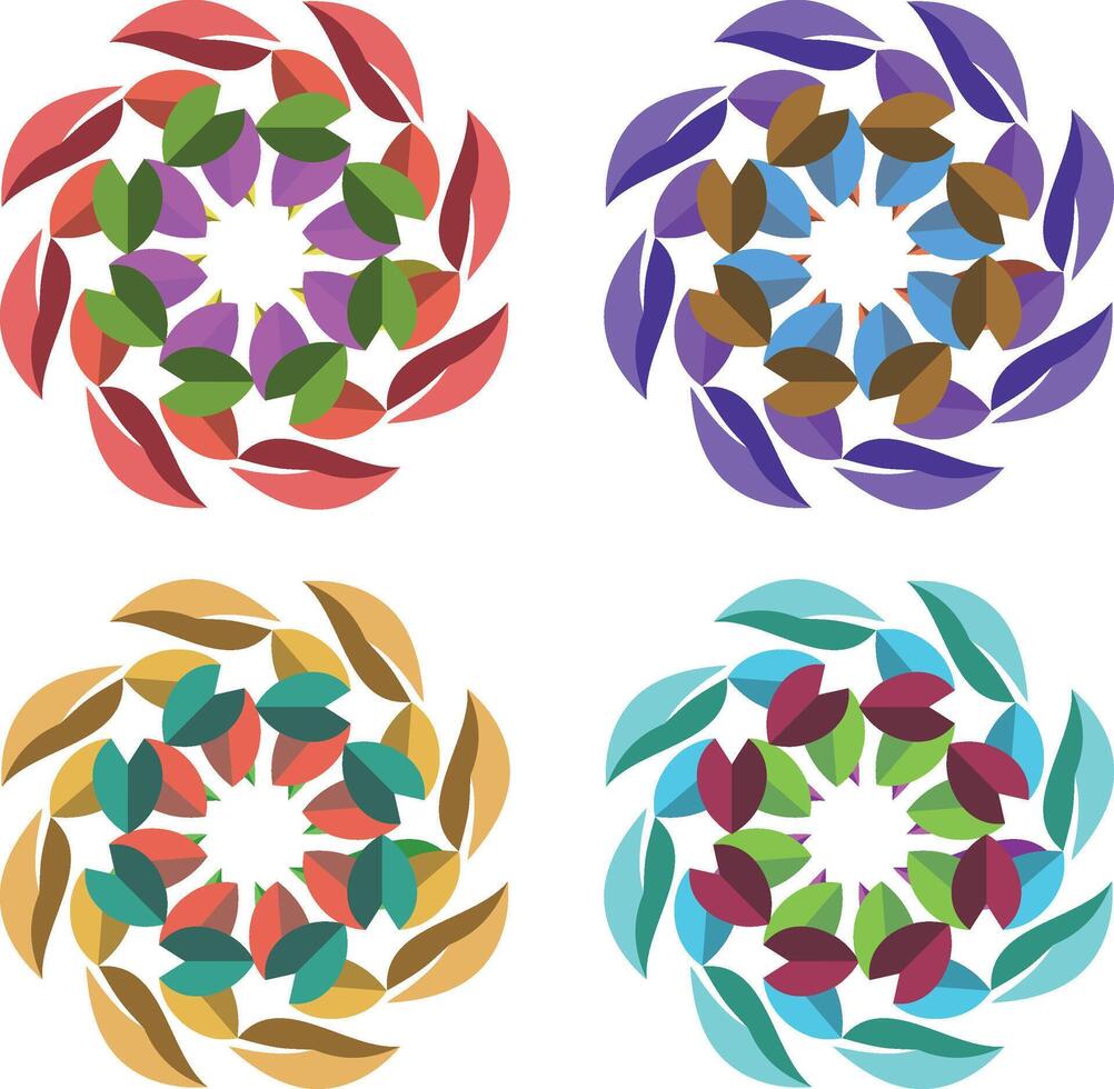 Geometric floral patterns in multicolor gradient abstract design for packaging and posters vector