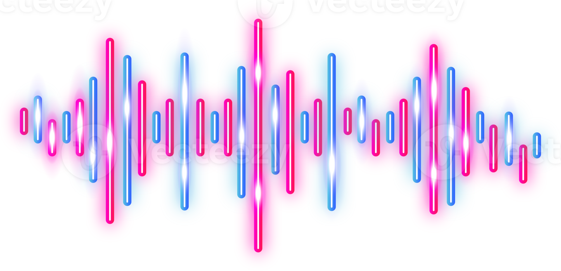 Glowing Neon Audio Waveform Visualizer Pink and Blue Illustration Element, Suitable for use in music production, audio engineering, podcasting and multimedia projects. png