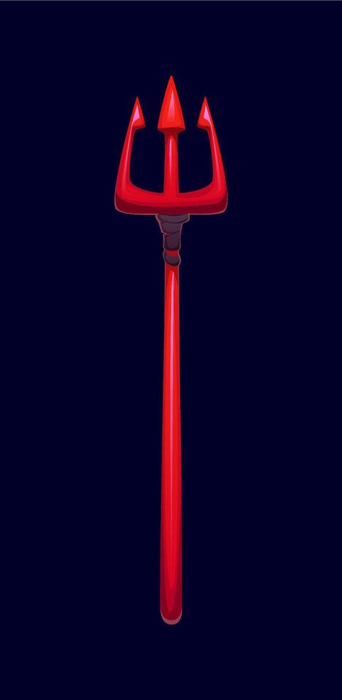 Cartoon Halloween devil trident with sharp prongs vector