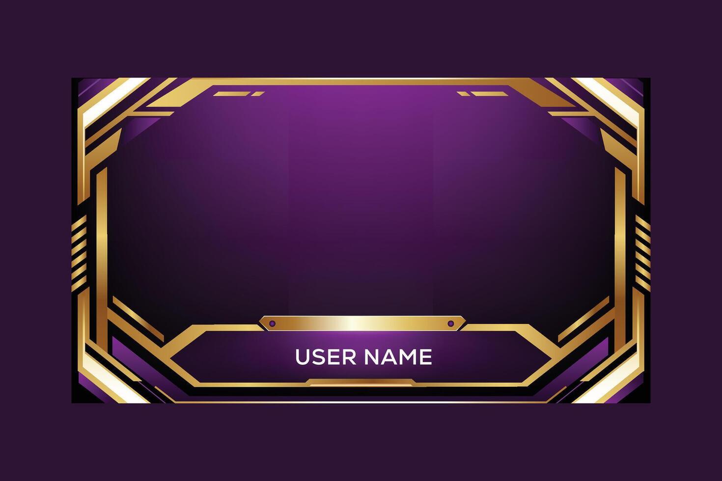 art of elegant purple and gold frame overlay for streaming and gaming with space for vector