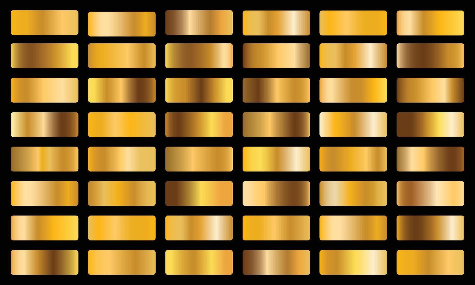 Gold gradient set background icon texture metallic illustration for frame, ribbon, banner, coin and label. Realistic abstract golden design seamless pattern. vector