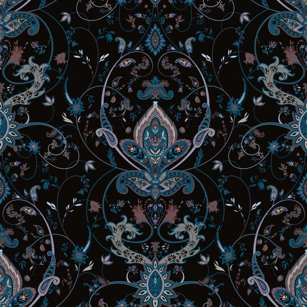 Floral pattern design on black background vector