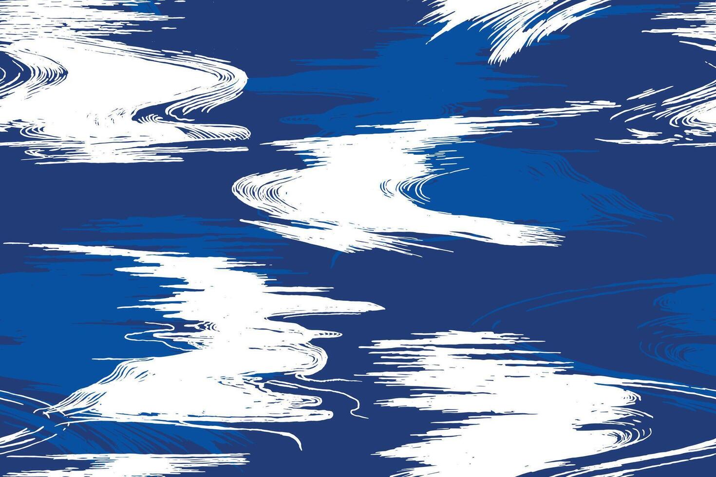 Hand drawn brush lines abstract flowing river seamless pattern, Japanese and ethnic wood carving, block print texture background, simple nature graphic for textile, decoration vector