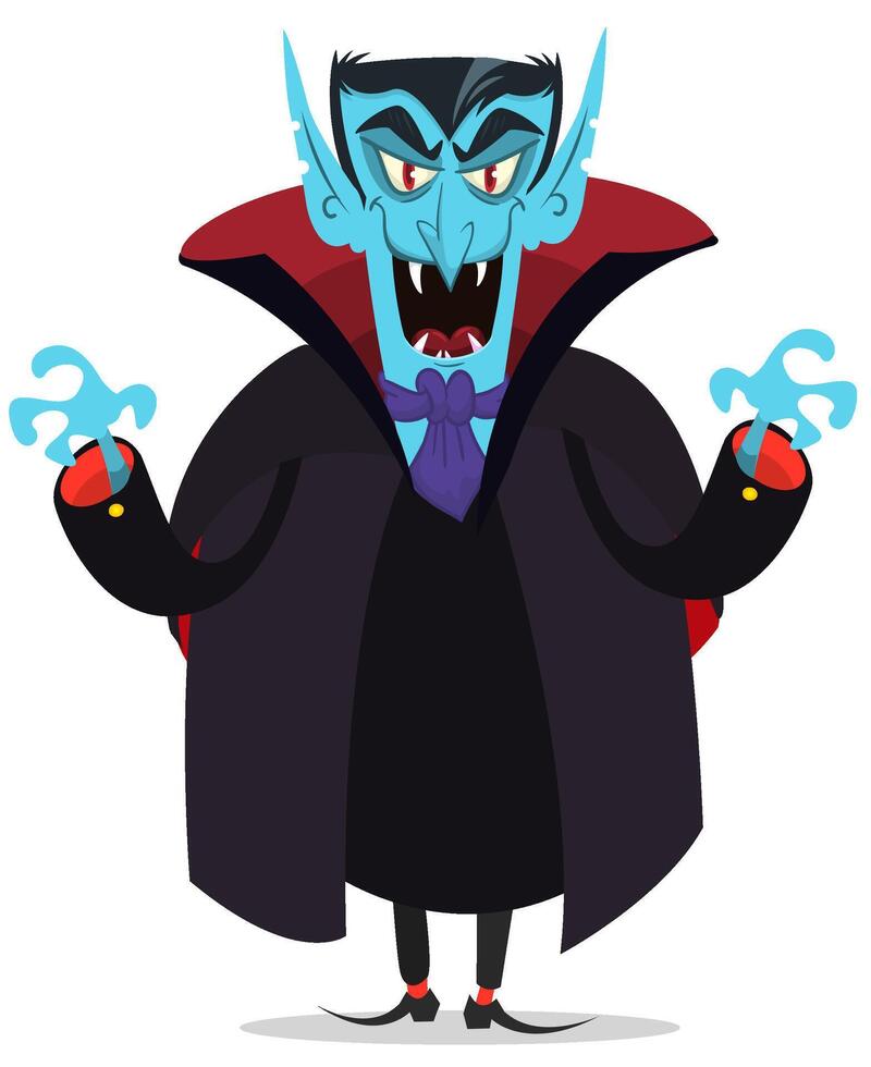 Cartoon vampire character with blue skin vector