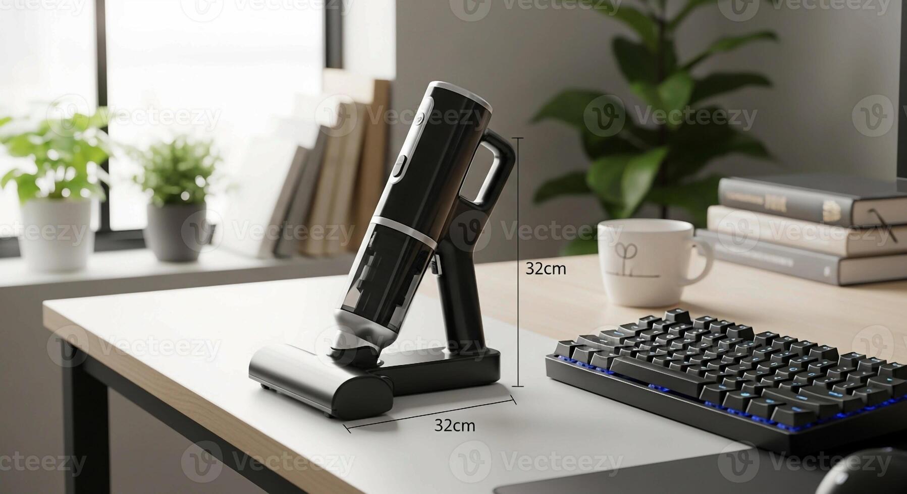 A desk with a keyboard, mouse and a computer photo