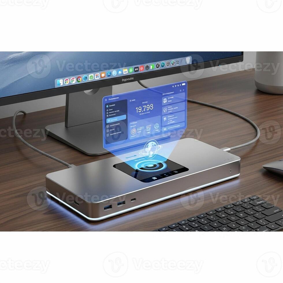 A desktop computer with a keyboard and mouse on top photo