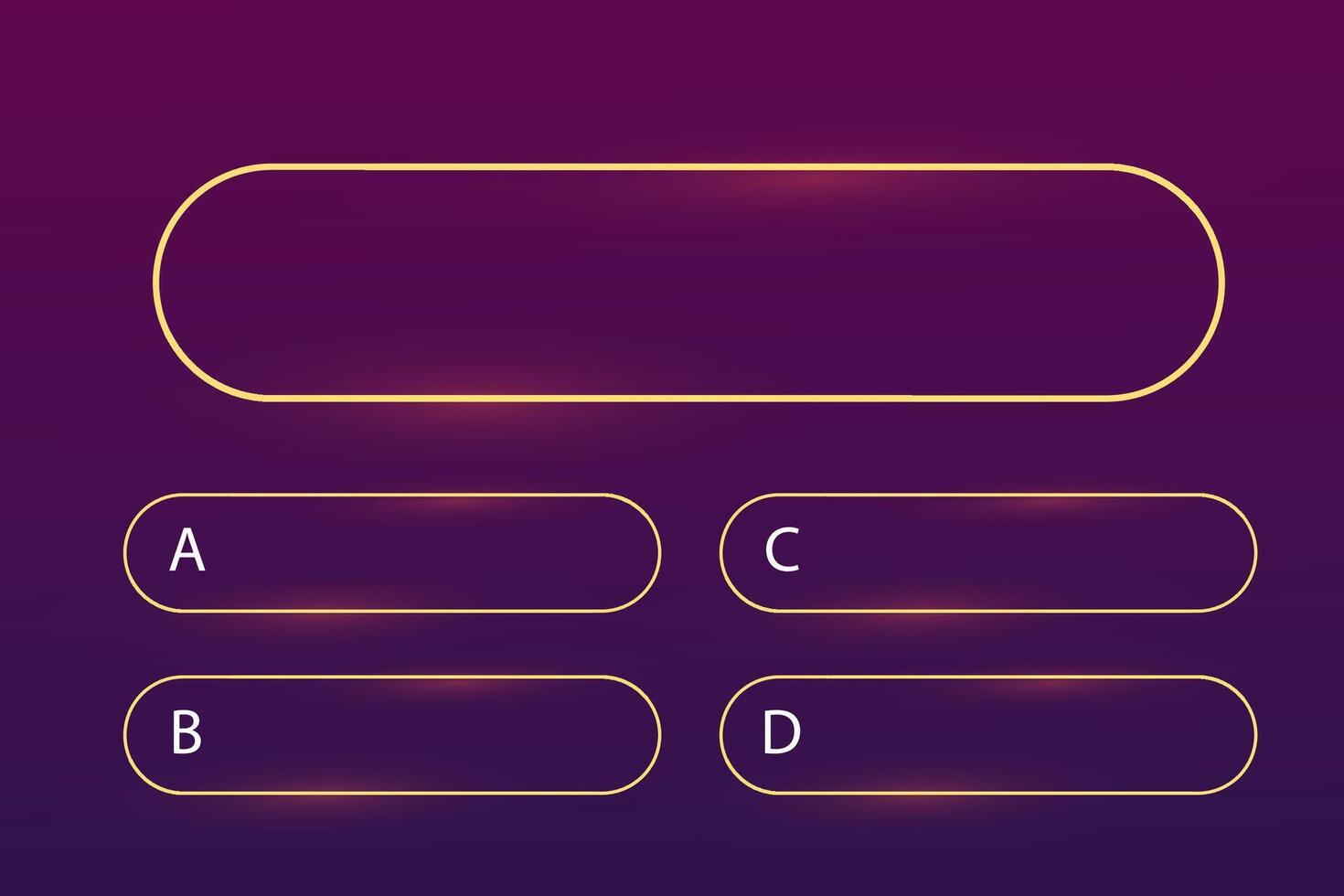 Quiz question interface game menu, show answer trivia template. Multiple choice frame, button. Bar ui challenge. vector