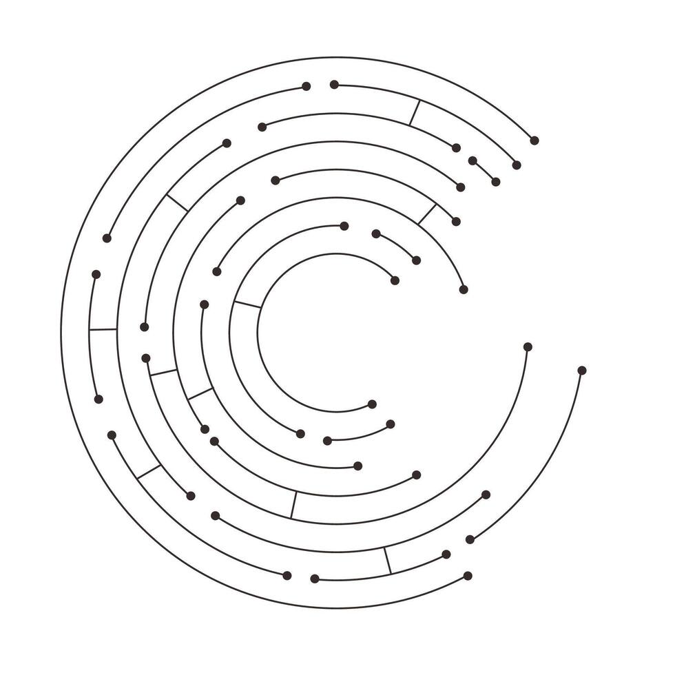 Circuit board circle dots connection. Motherboard electronic technology data, electrical board, cpu. Programming science, computer system element vector
