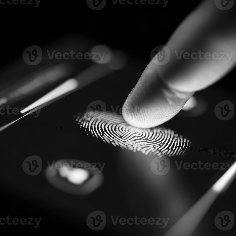 Close-up of a fingerprint scan on a touchscreen, biometric authentication, security concept photo