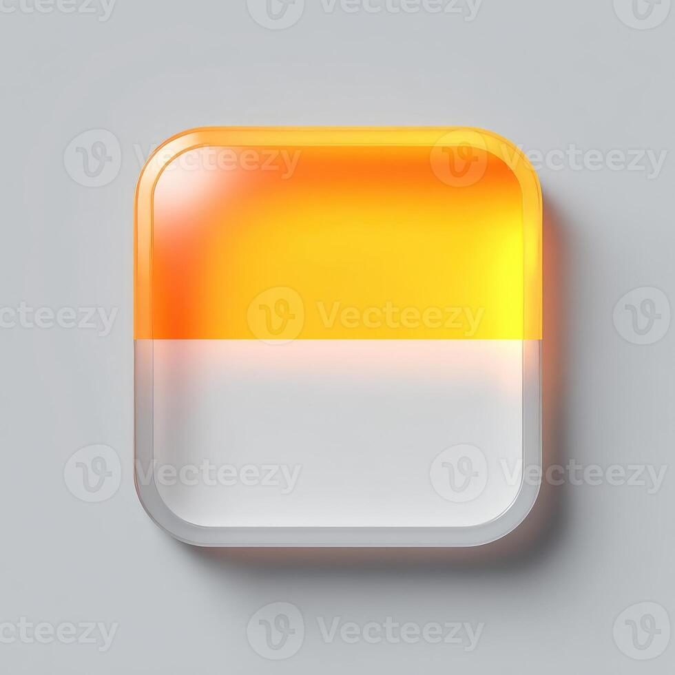 A square button with an orange and white color photo