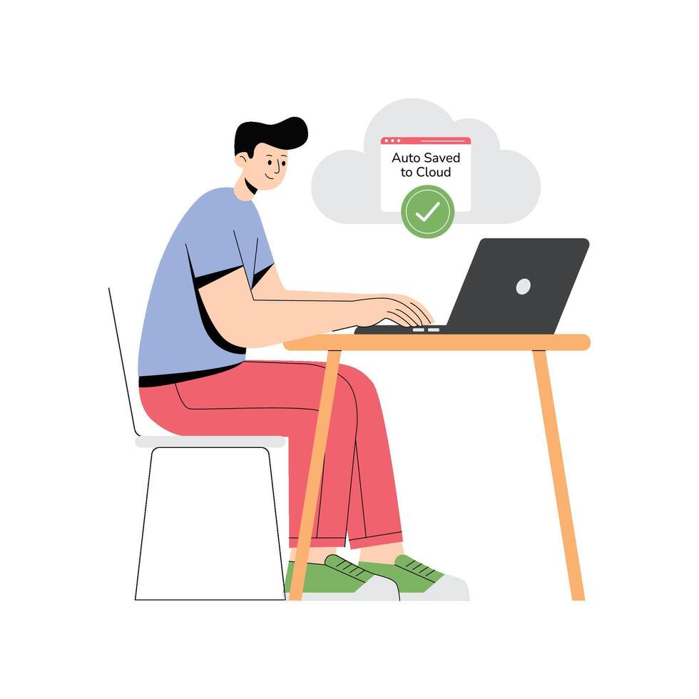 File automatically saved for safety and quick recovery Illustration vector