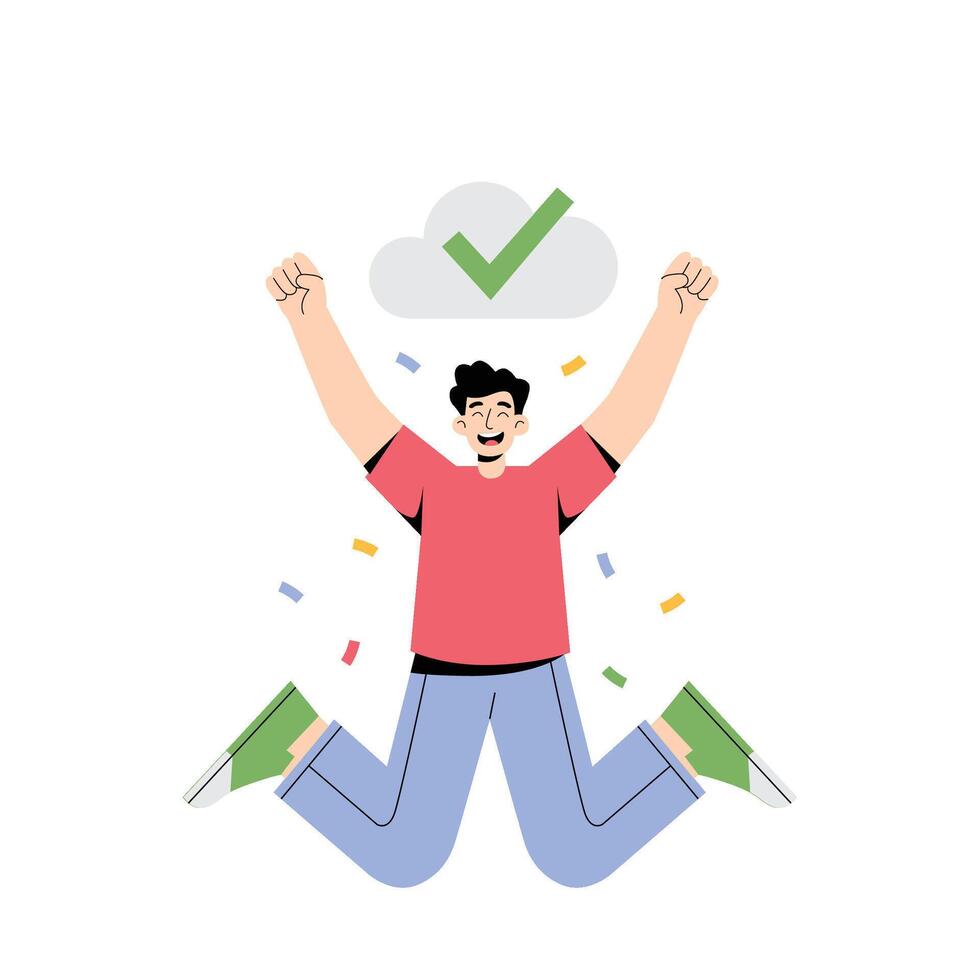 File successfully uploaded with confirmation checkmark Illustration vector