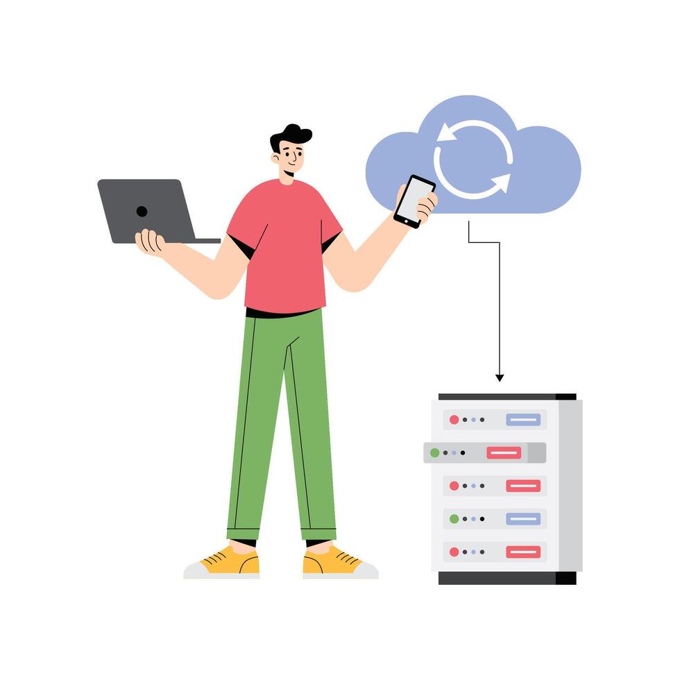Seamless file synchronization across multiple devices Illustration vector