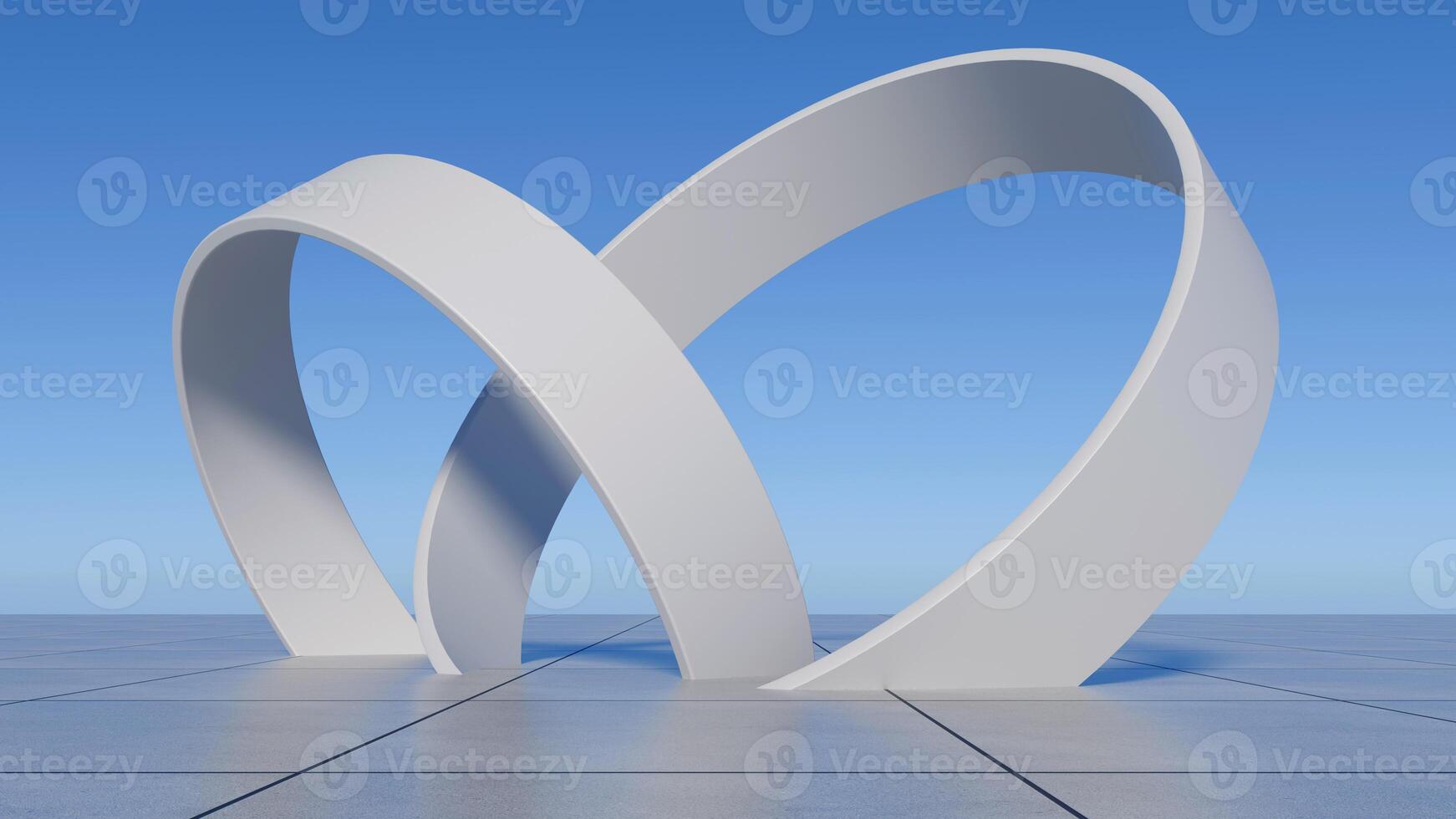 3D minimalist, futuristic architectural design with an empty space. Blue Sky, Abstract Geometric Shapes, Clean Lines, Bright Light, Creative Backgrounds, 3D Render Illustration. Sci-fi background photo