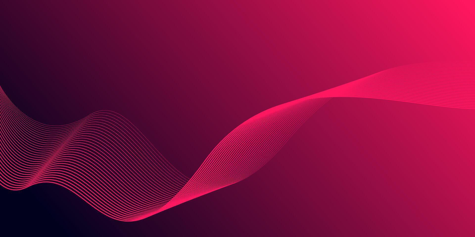 Abstract glowing wave lines on gradient pink background. Dynamic wave pattern. Modern flowing wavy lines. Futuristic technology concept. Suit for banner, poster, cover, brochure, flyer, website vector