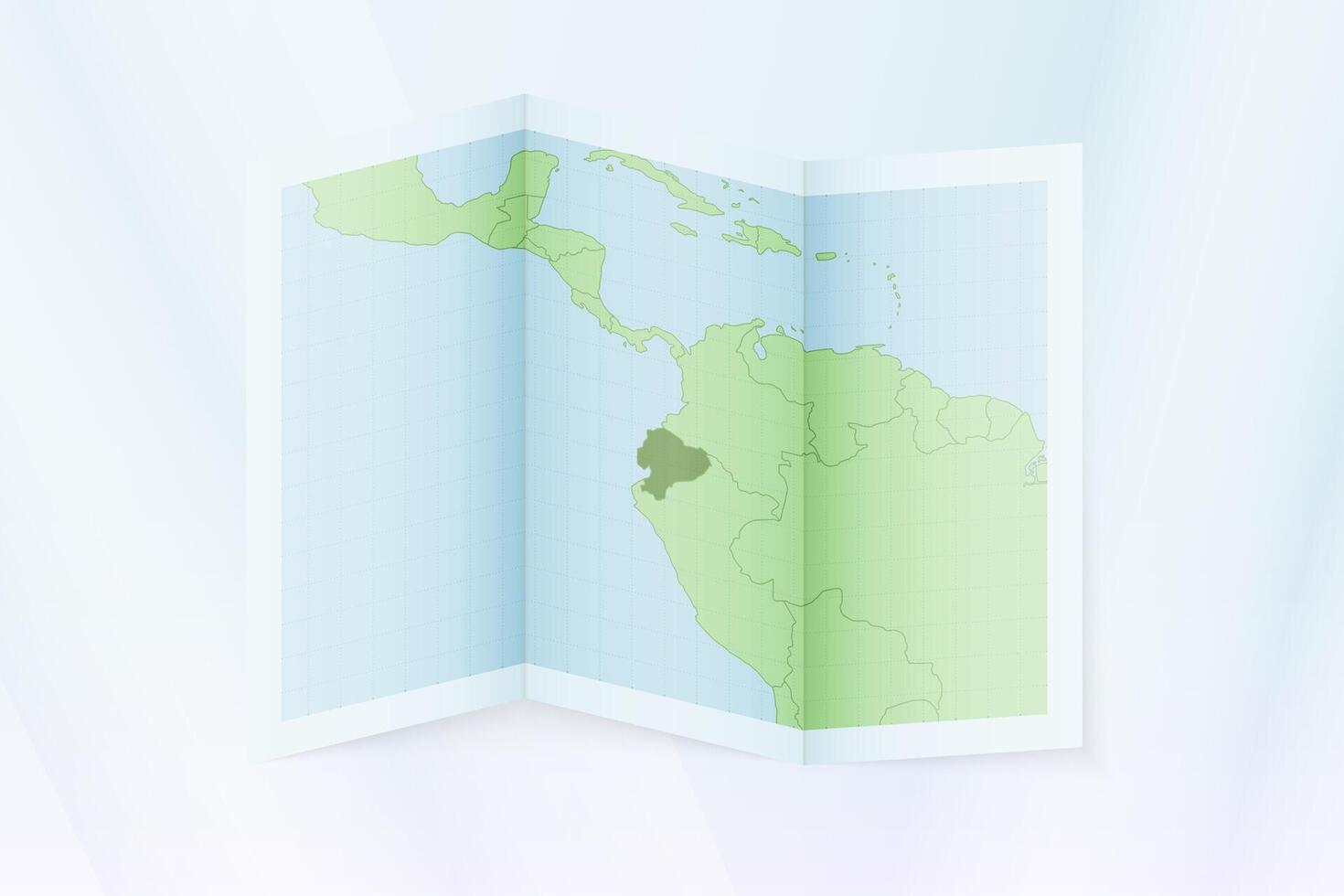 Ecuador map, folded paper with Ecuador map. vector