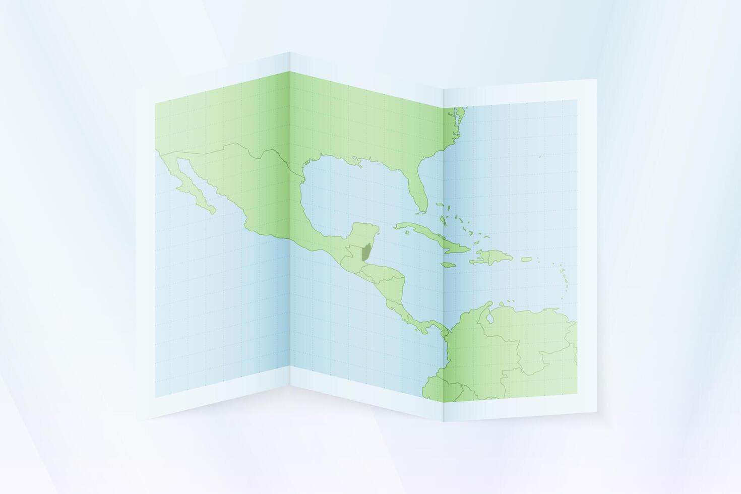 Belize map, folded paper with Belize map. vector