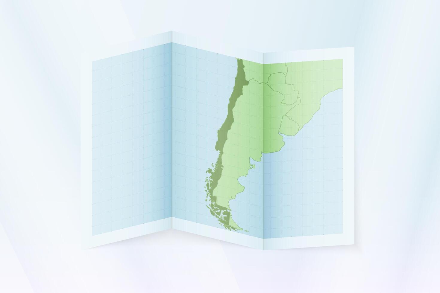 Chile map, folded paper with Chile map. vector