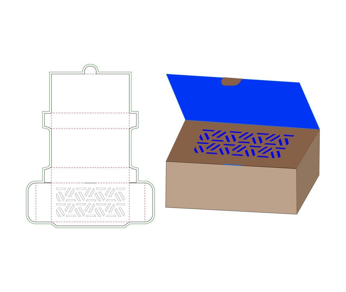 Tissue box with Geometric seamless pattern Lasercut dieline template vector