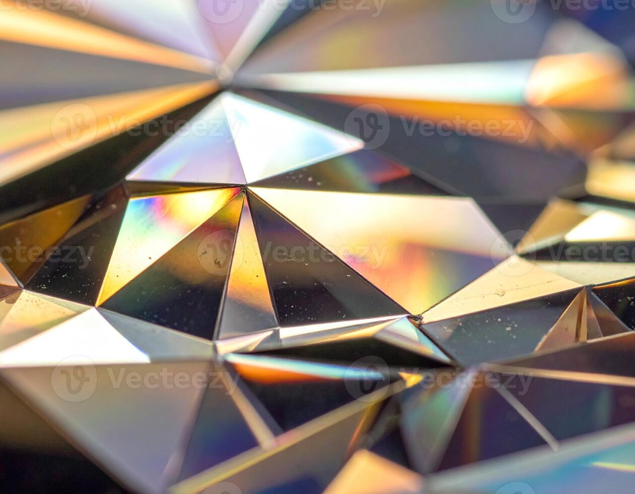 Faceted Prism Abstract Macro of Light Refraction and Geometric Shapes. photo
