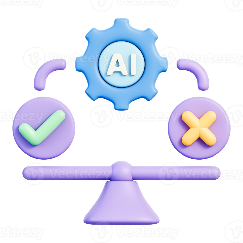 Decision checkmark and cross icons for approval, rejection, validation and control 3d illustration png