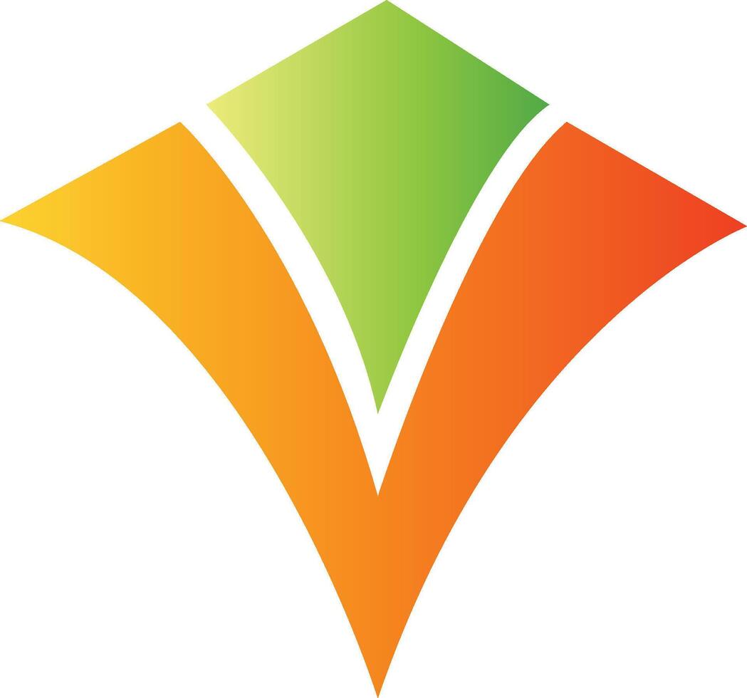 Modern Abstract V Logo Design with Green and Orange Gradient Graphic vector