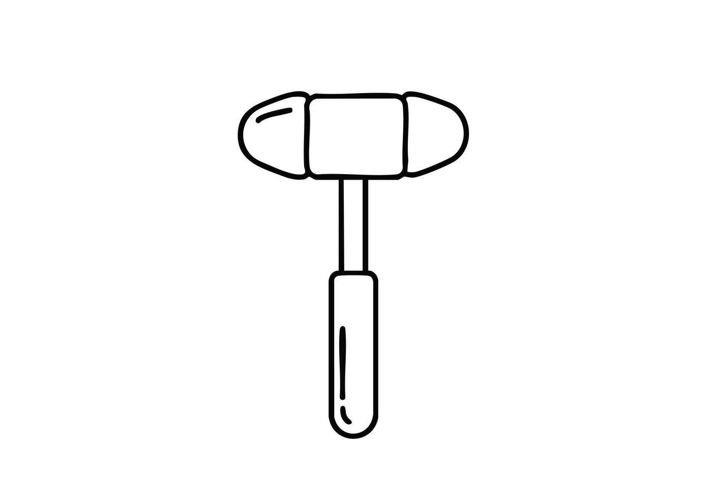 Mallet tool outline icon for construction and medical use, clean and simple design, perfect for DIY projects and healthcare visuals. vector