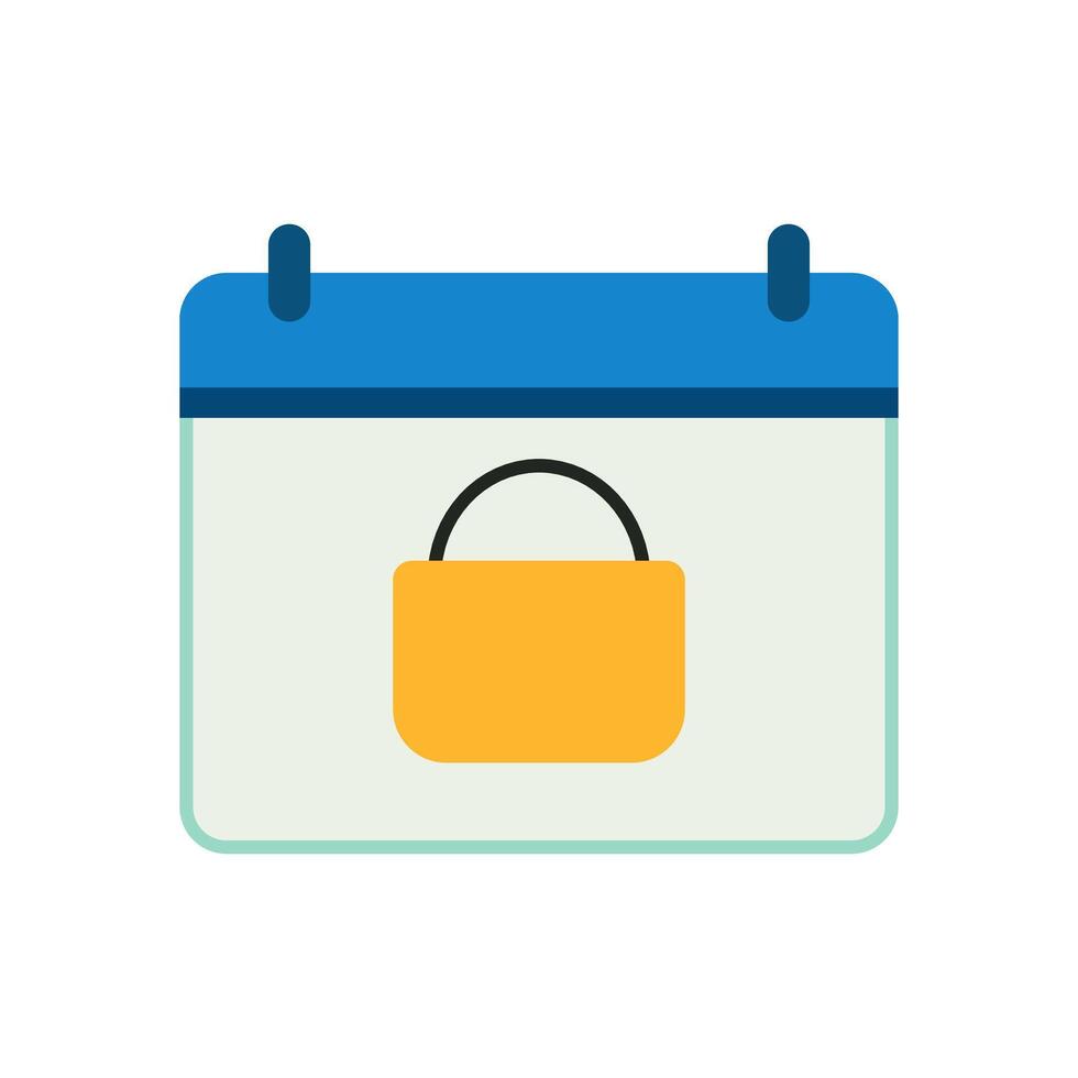 Minimalist Blue Header Calendar with Yellow Padlock Icon for Secure, Private, or Protected Appointments vector