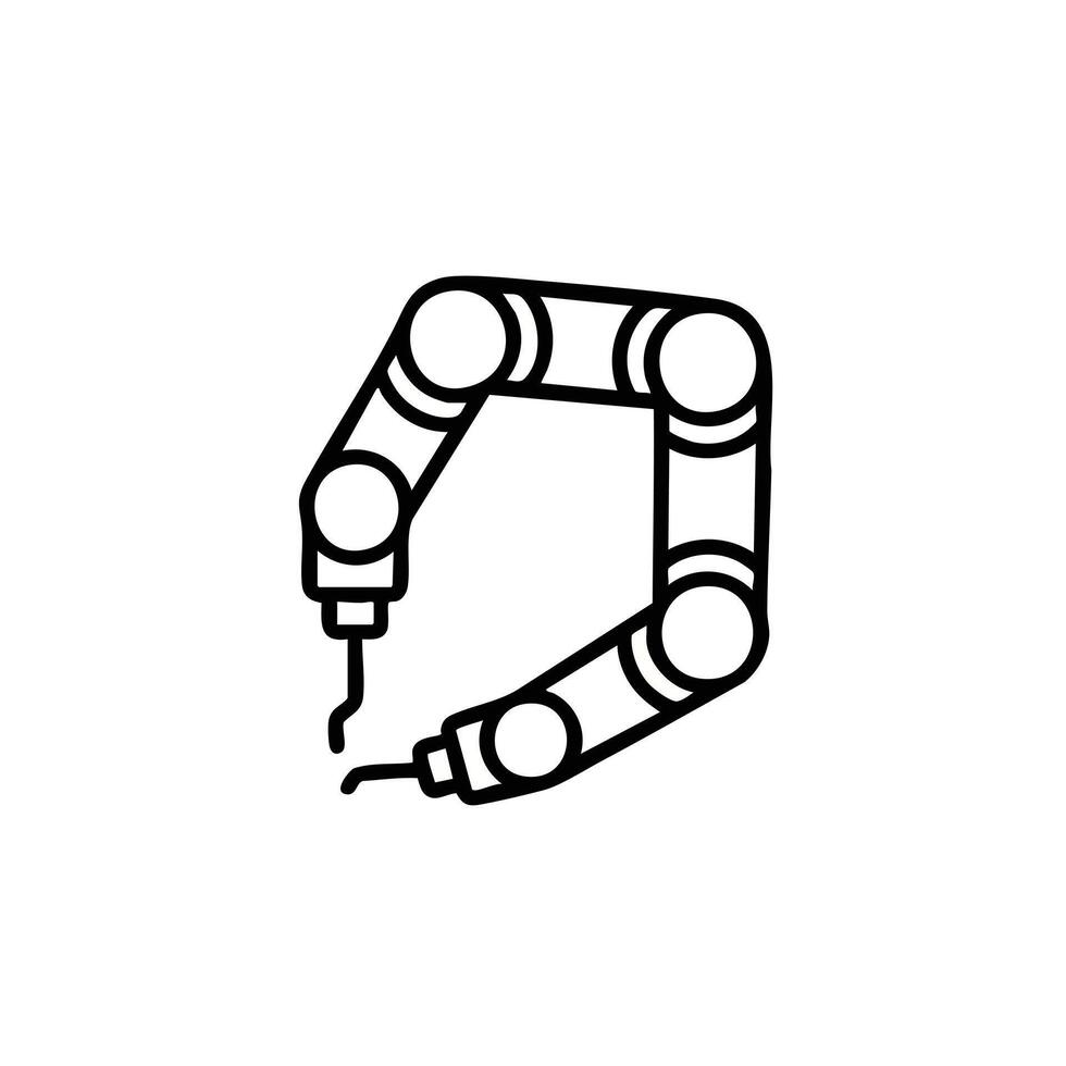 Modern robotic arm icon for industrial automation and manufacturing projects, streamlined design emphasizes efficiency and precision for cutting-edge innovation vector