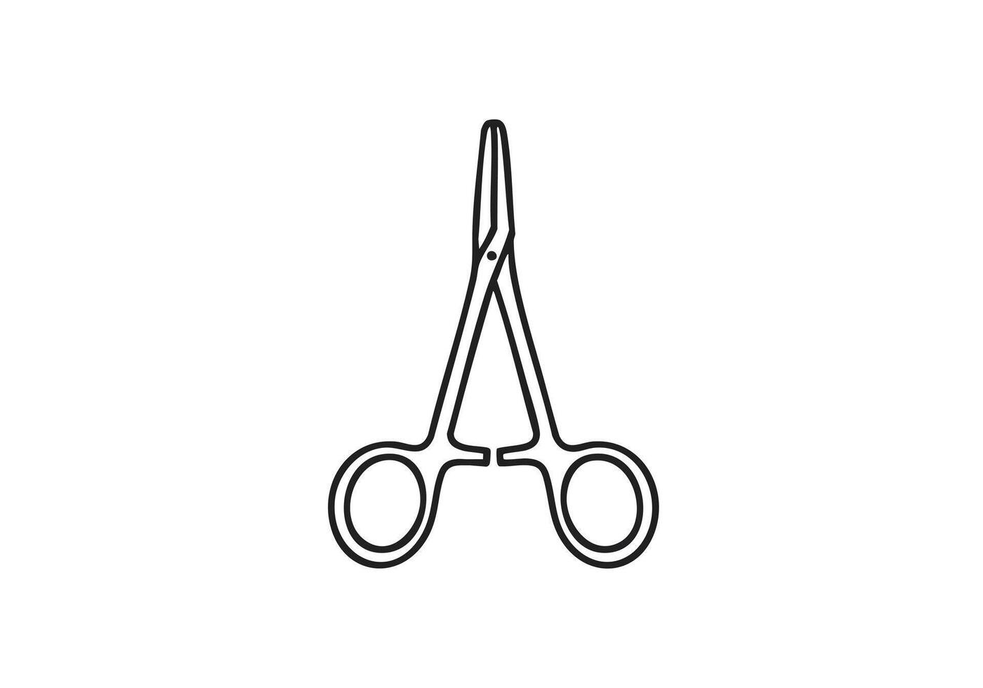 Detailed outline of hemostatic forceps for medical diagrams and instructional guides, promoting precision and accuracy in surgical illustrations vector