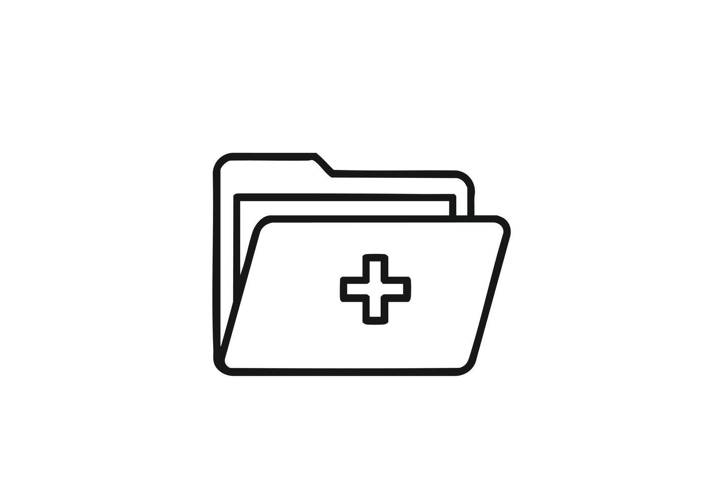 Modern healthcare folder icon with plus symbol representing medical records and health data management solutions vector