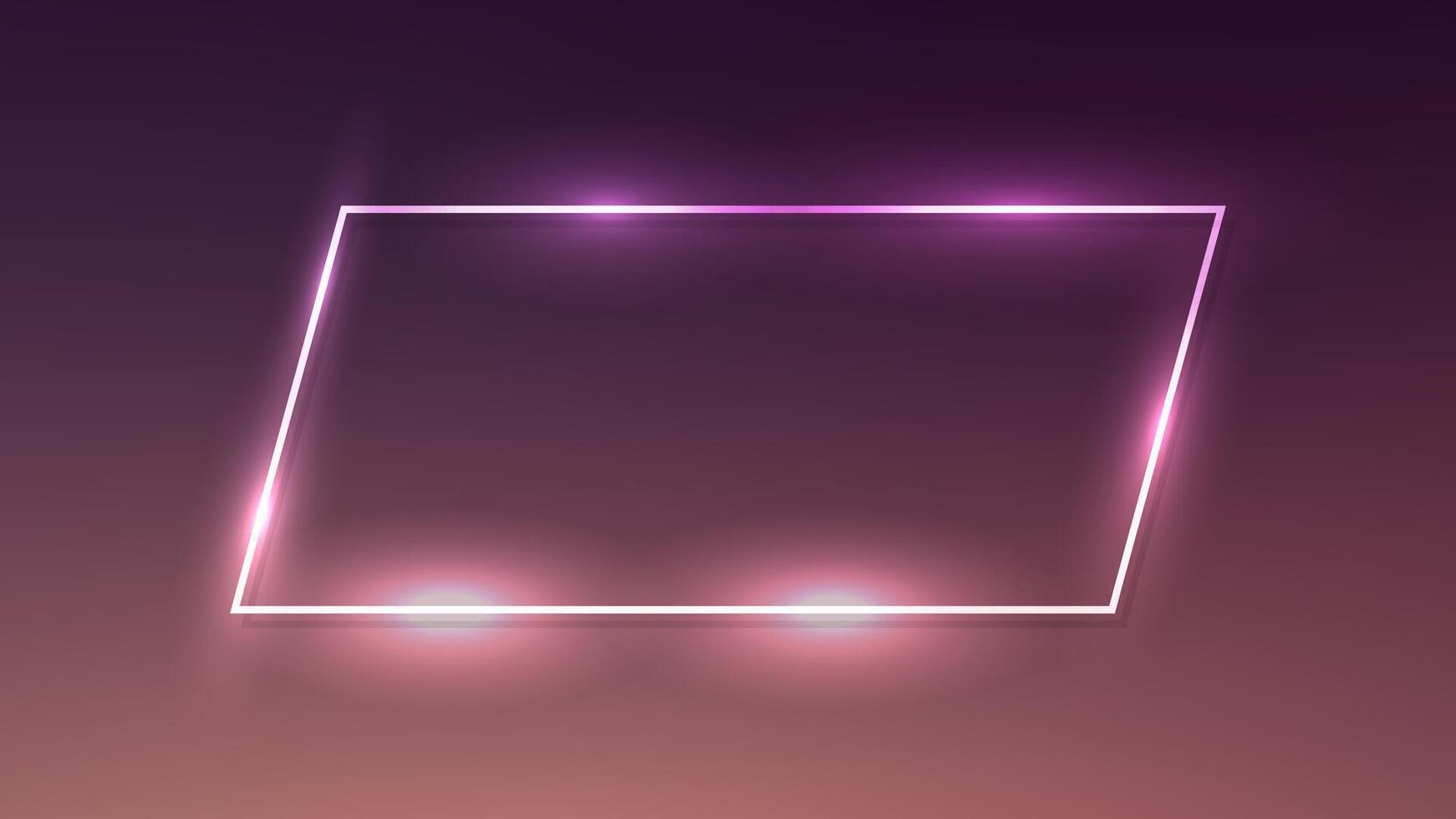 Neon frame with shining effects on dark brown background. Empty glowing techno backdrop. illustration vector