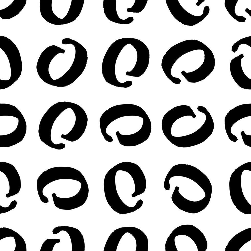 Seamless pattern with black sketch hand drawn brush scribble circles shape on white background. Abstract grunge texture. Perfect illustration vector