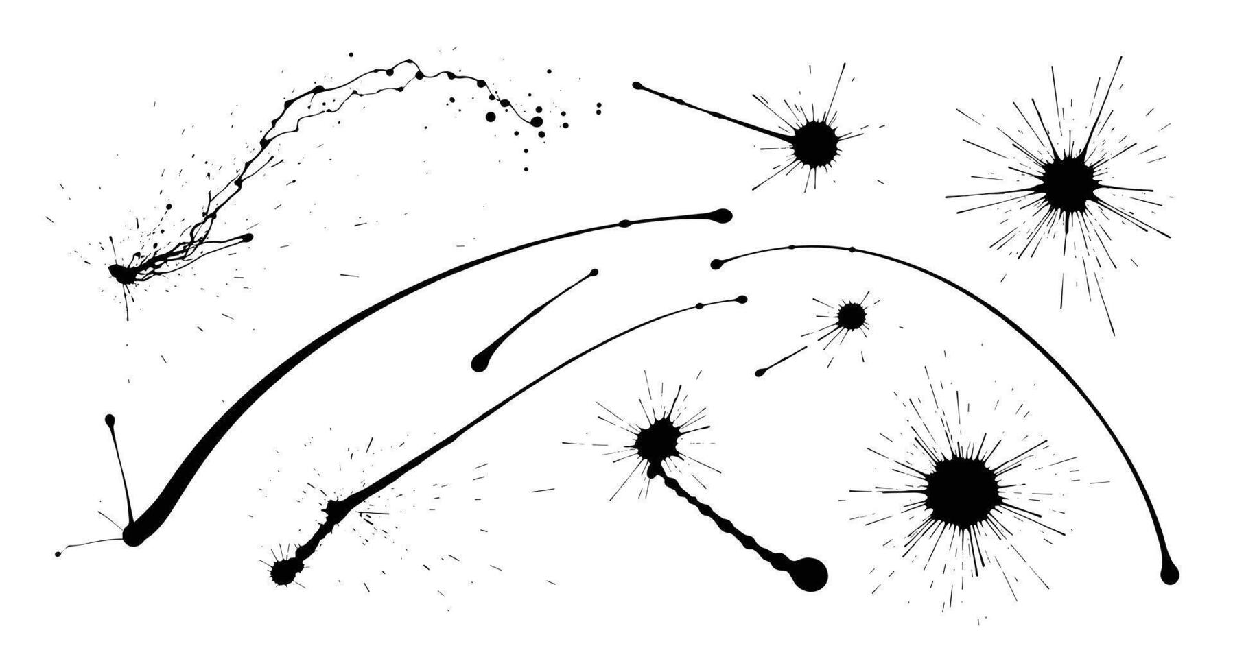 Abstract Black Ink Splatters and Droplets on White Background Isolated Artistic Elements for Design, Texture Overlays, and Creative Projects vector