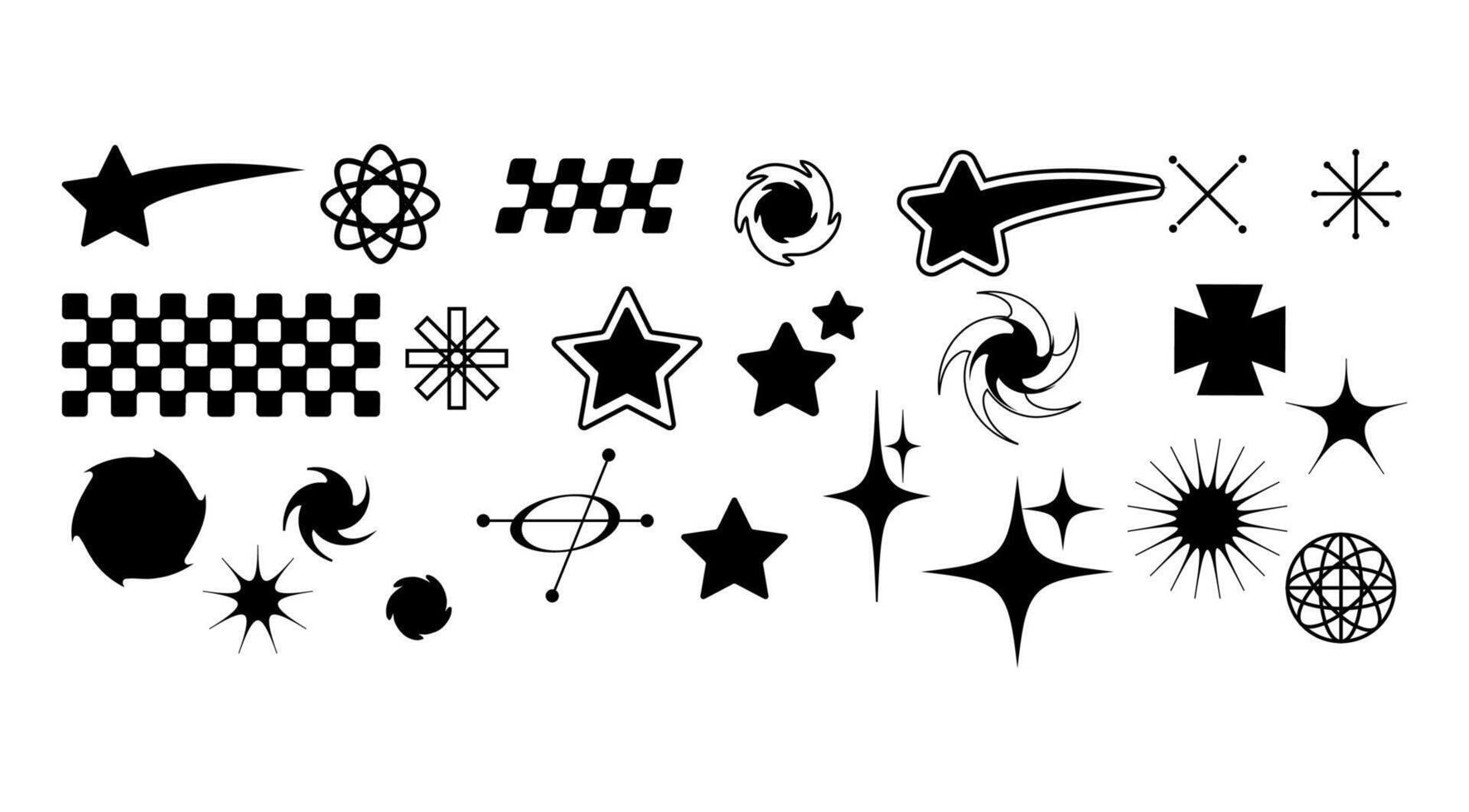 A set of Y2K elements, grunge textures, and spray-painted graffiti. Ready to use for element design components. vector