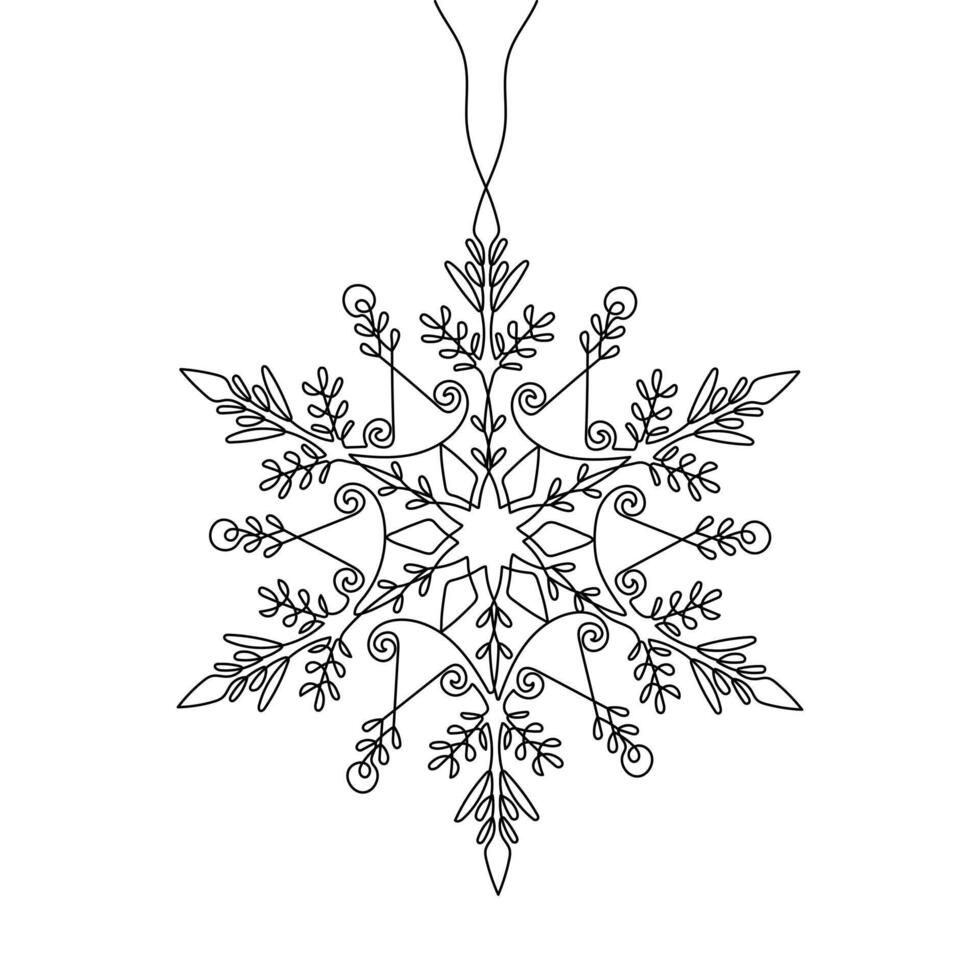Elegant Continuous Line Snowflake vector