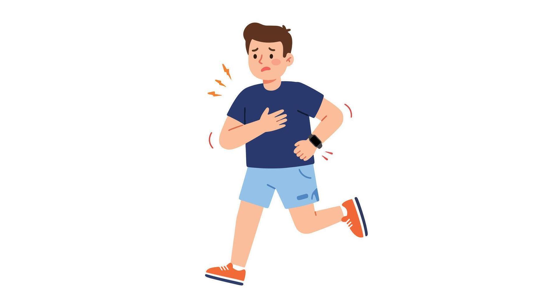 Man Experiencing Chest and Back Pain While Running vector