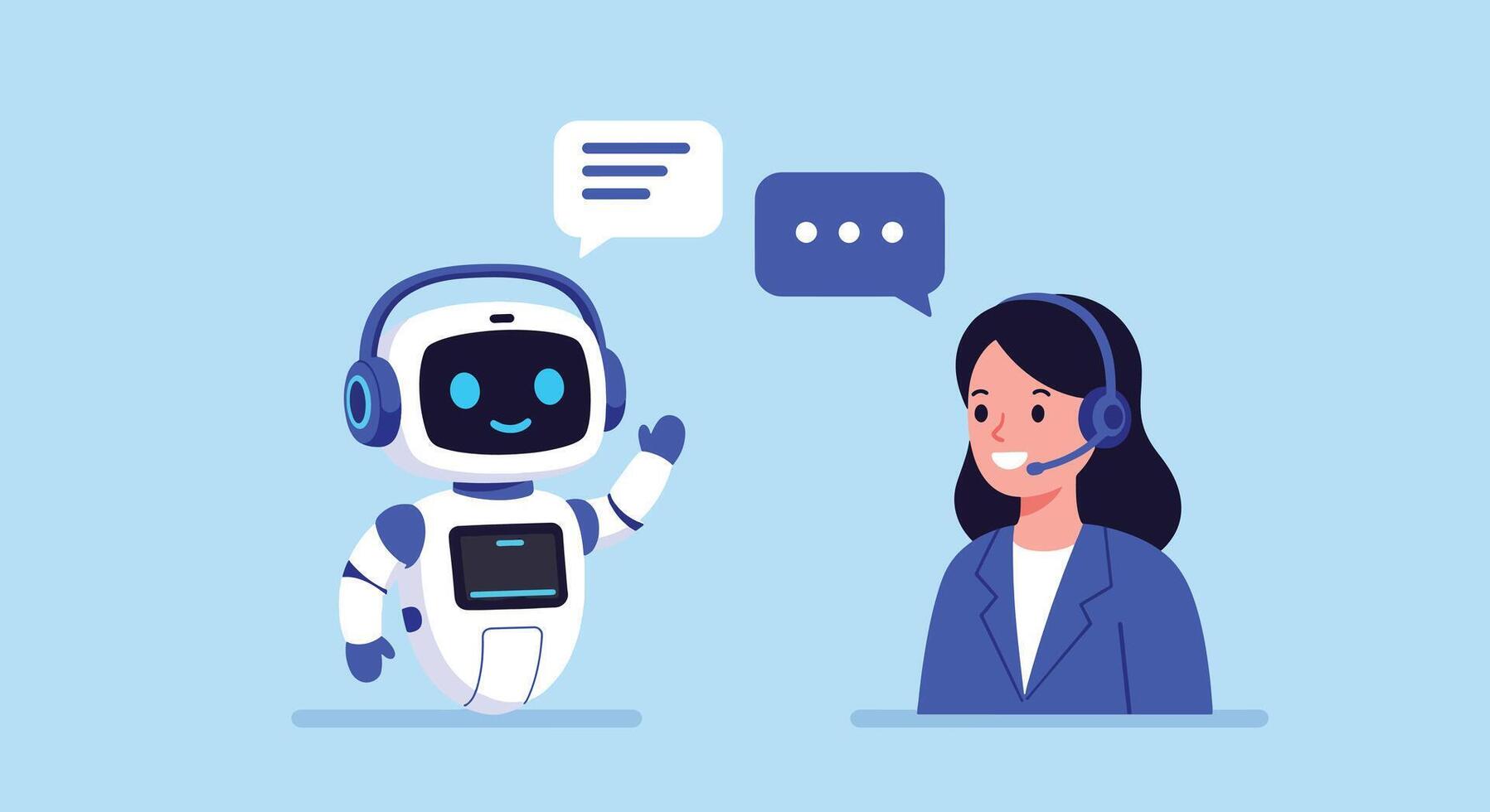 ai robot chatbot hablando con llamada centrar operador. vector