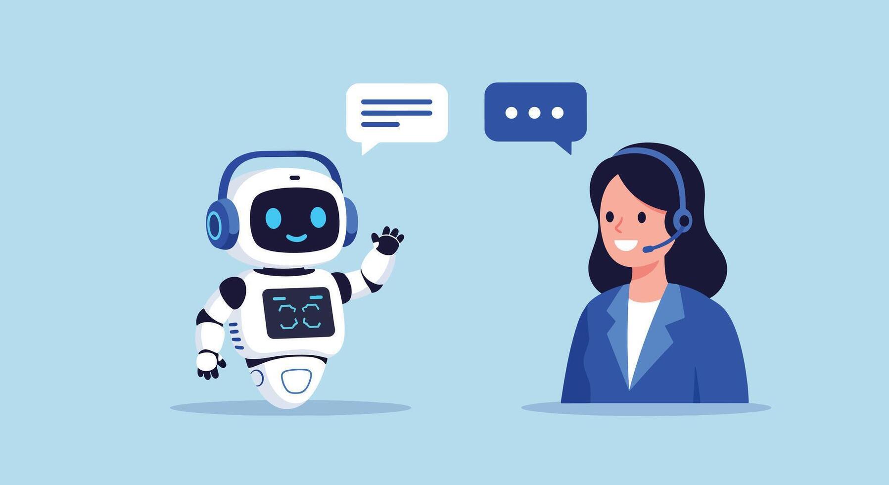 AI Chatbot Assisting a Customer Service Representative. vector