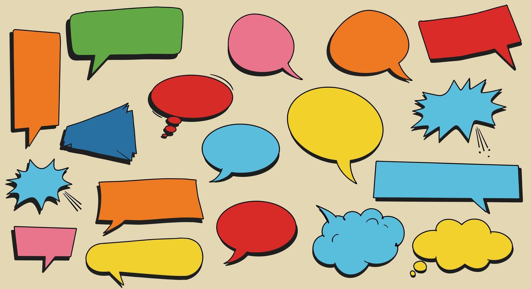 Assortment of Colorful Speech Bubbles and Thought Clouds for Communication. vector