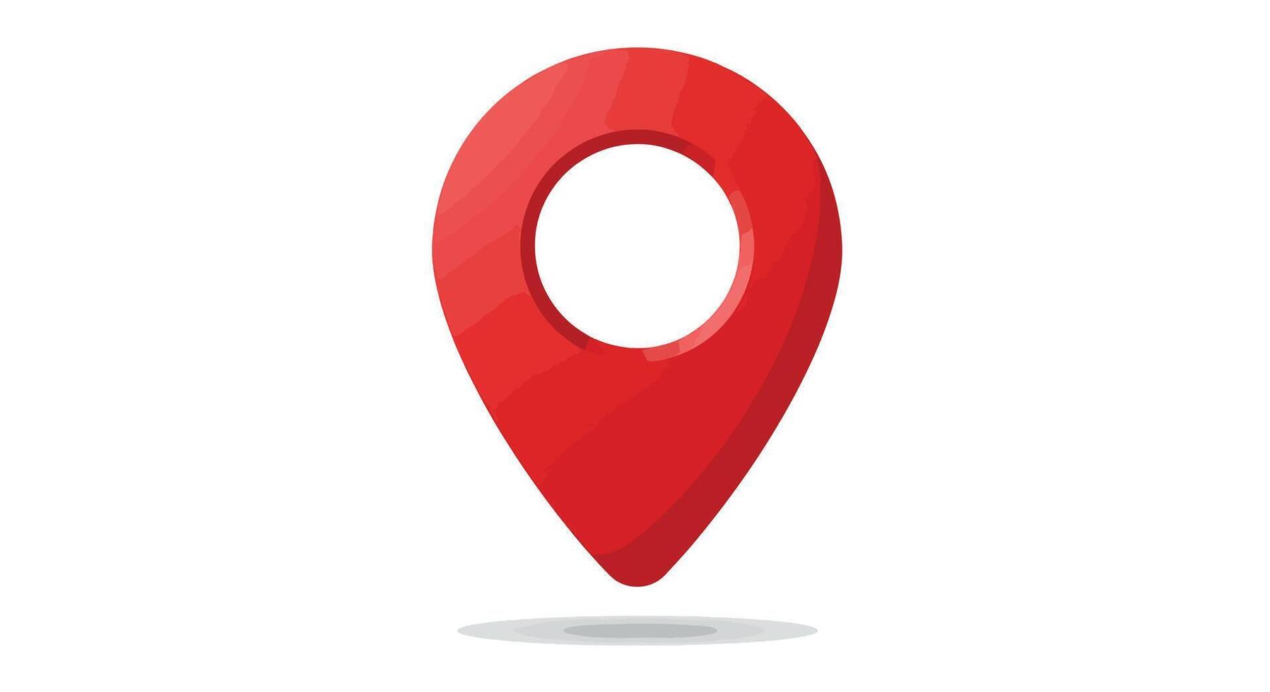 Red Geometric Location Pin Icon with Shadow. vector