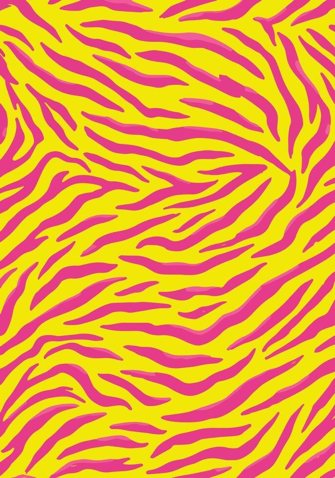 Vibrant Abstract Zebra Stripe Pattern in Pink and Yellow. vector