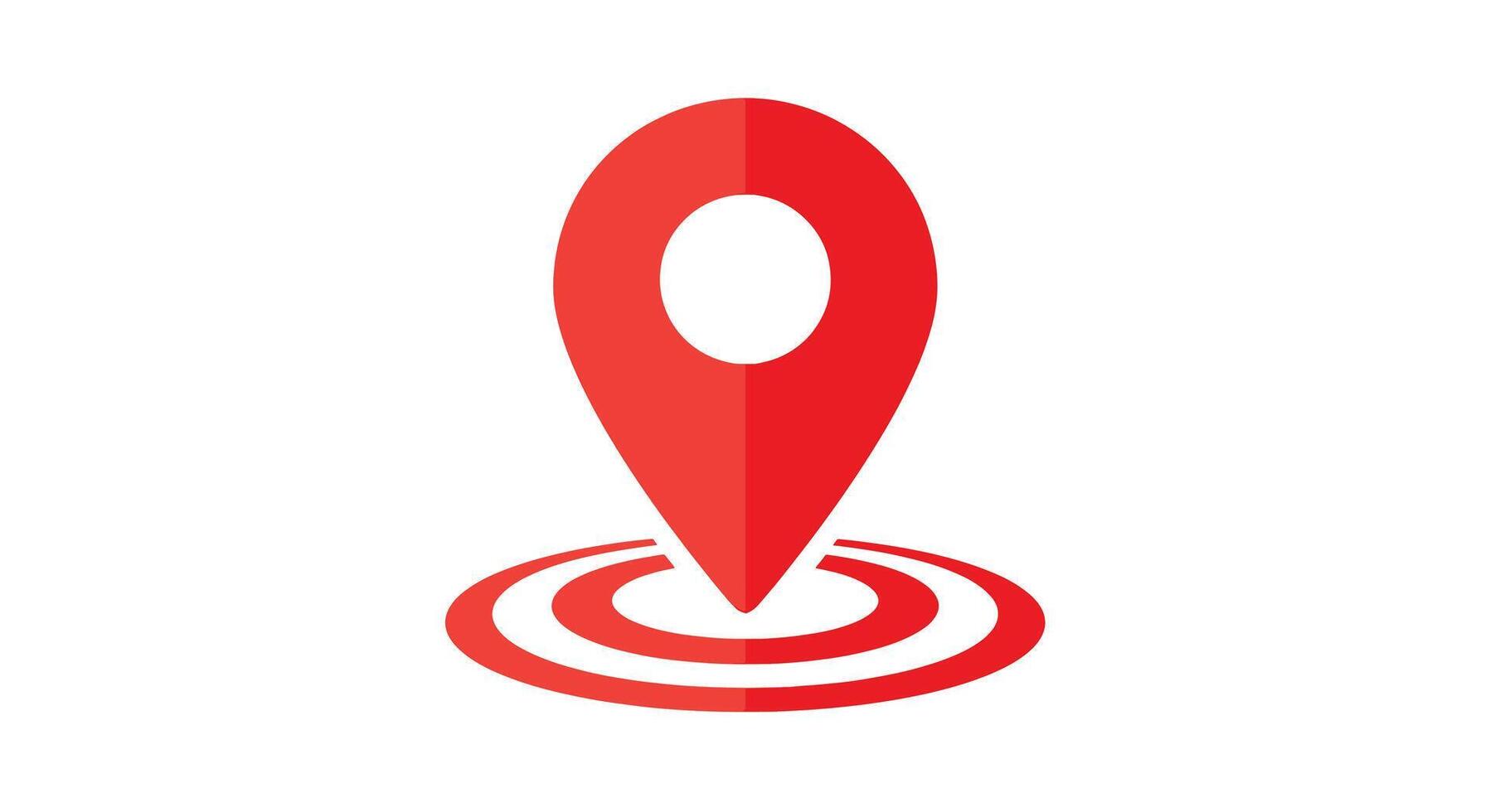Red location pin icon with concentric circles indicating proximity vector